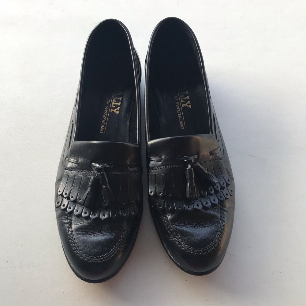 🇨🇭 BALLY | Black Logan Kiltie Tassel Loafers Size 11.5